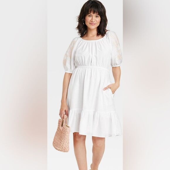 Women's 3/4 Sleeve Embroidered Dress -
Knox Rose - Picture 1 of 3